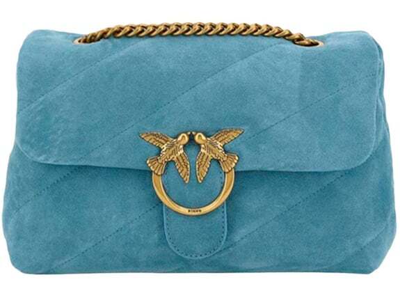 Pinko Love Classic Puff Cl. Suede kožna modna dizajnerska plava torba od prirodne kože visokog kvaliteta